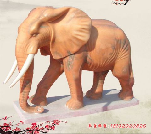 晚霞红招财镇宅大象石雕