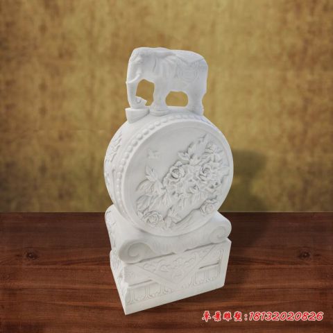 门口汉白玉大象抱鼓石