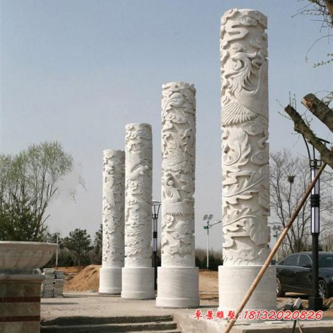 广场凤凰浮雕文化柱石雕