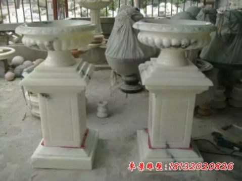 别墅汉白玉花盆石雕