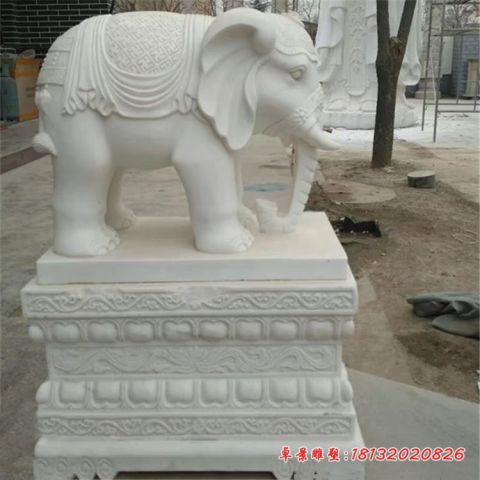 汉白玉吉象如意石雕大象