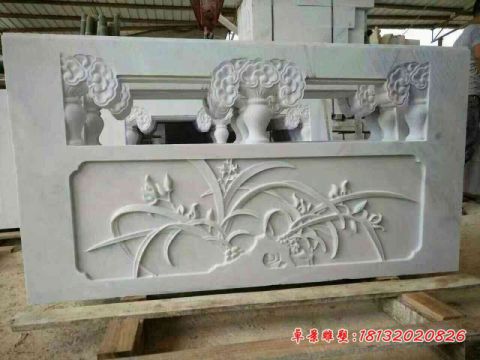 汉白玉兰花浮雕石栏杆
