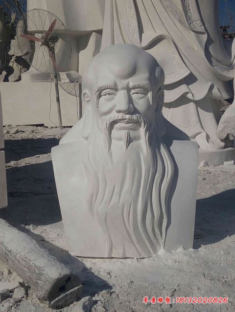 大理石名人老子头像石雕