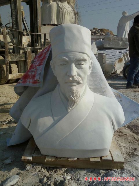 古代名人李时珍头像石雕