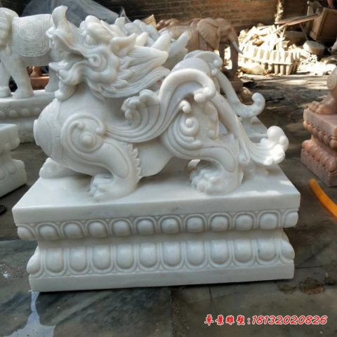 门口招财汉白玉貔貅石雕