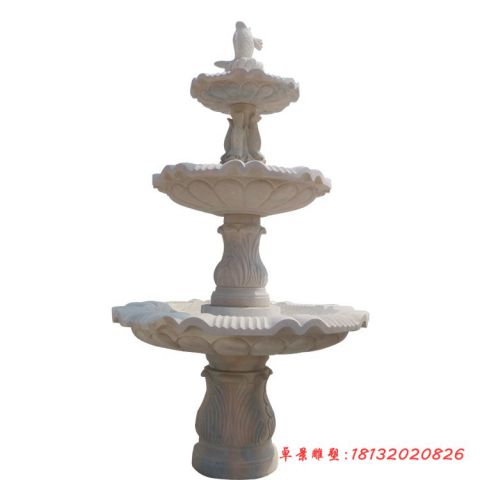 别墅汉白玉三层喷泉石雕