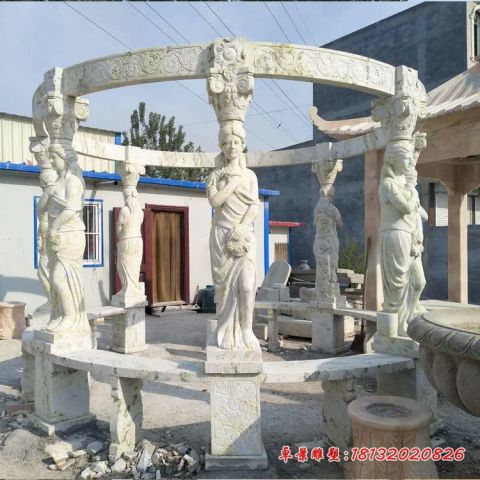 汉白玉西方人物欧式凉亭