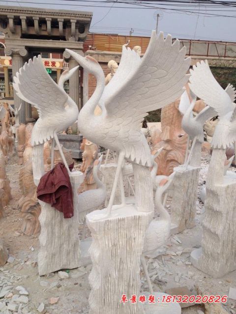 石雕公园大理石仙鹤