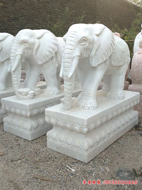 汉白玉企业门口石雕大象
