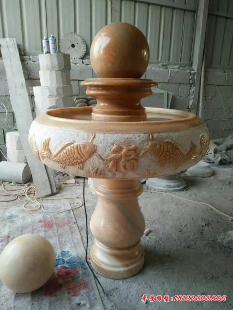 企业晚霞红风水球石雕