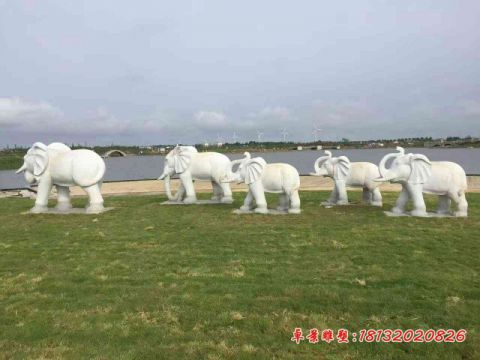 石雕公园动物汉白玉大象