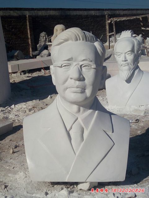 校园汉白玉华罗庚头像石雕