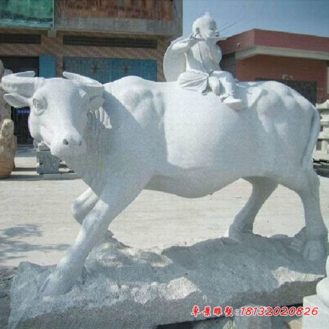 大理石牧童牛石雕