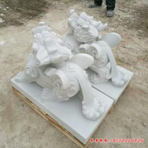 汉白玉企业门口貔貅石雕