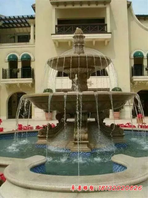 别墅双层石雕喷泉