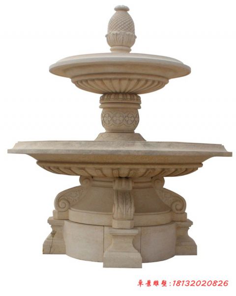 砂岩欧式双层喷泉石雕