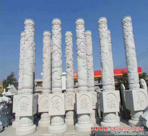 十二生肖浮雕文化柱石雕