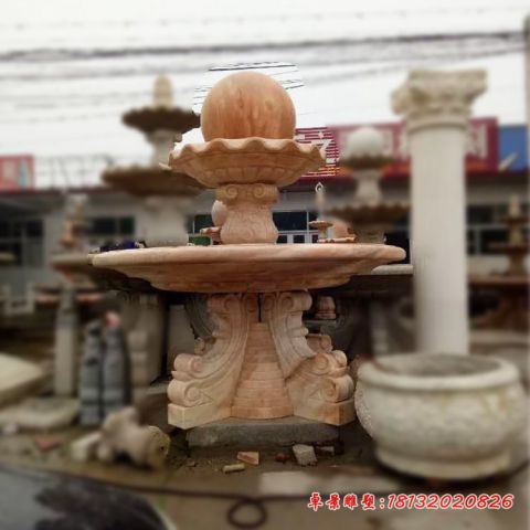 公园石雕双层风水球喷泉