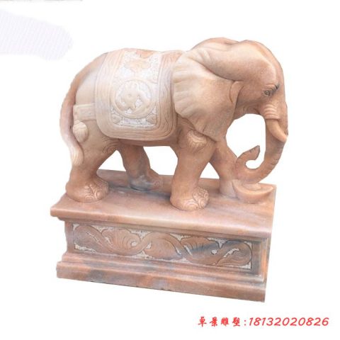 门口晚霞红如意石雕大象