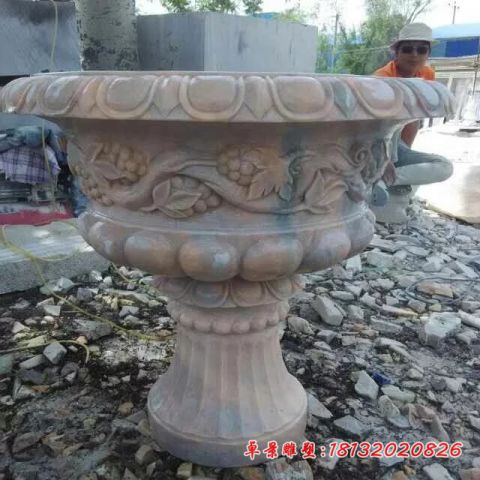 晚霞红小区欧式石雕花盆