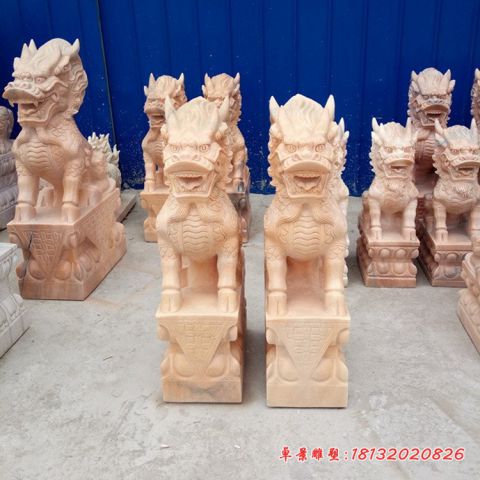 石雕门口镇宅坐式麒麟