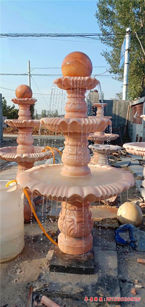 庭院晚霞红三层风水球