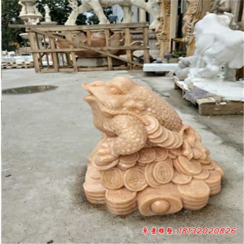 晚霞红铜钱金蟾石雕