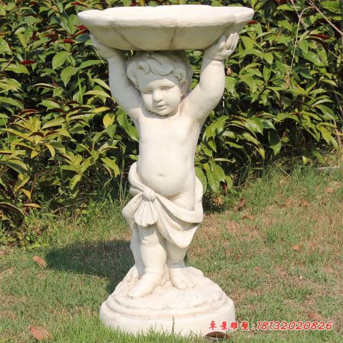 小区西方儿童花盆石雕