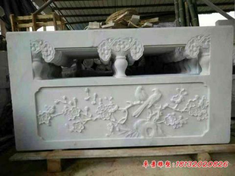 汉白玉喜上眉梢浮雕石栏板