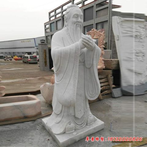 大理石校园名人孔子石雕