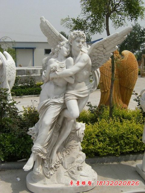 西方人物丘比特和普赛克石雕