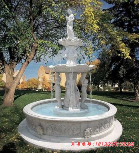 汉白玉西方人物石雕喷泉