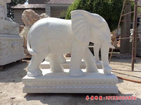 汉白玉庭院门口大象石雕