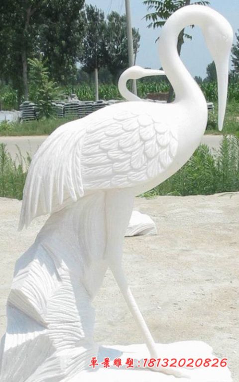 汉白玉动物仙鹤石雕