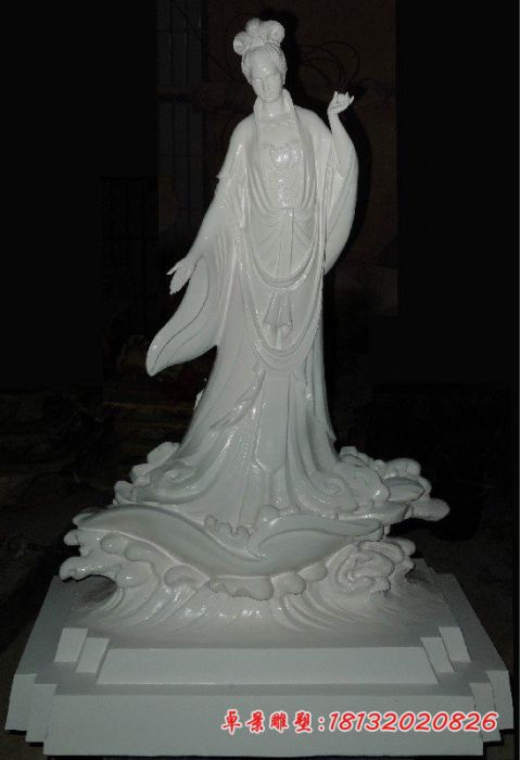 汉白玉人物天女散花石雕