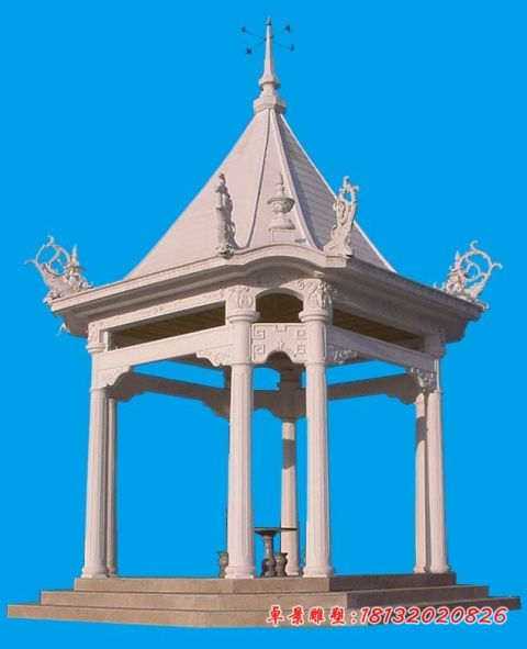 公园尖顶凉亭石雕