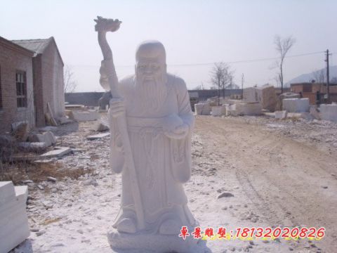 景区汉白玉老寿星石雕
