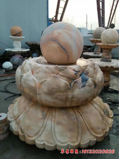 石雕莲花风水球