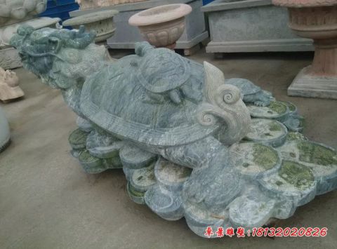 大理石母子龙龟石雕