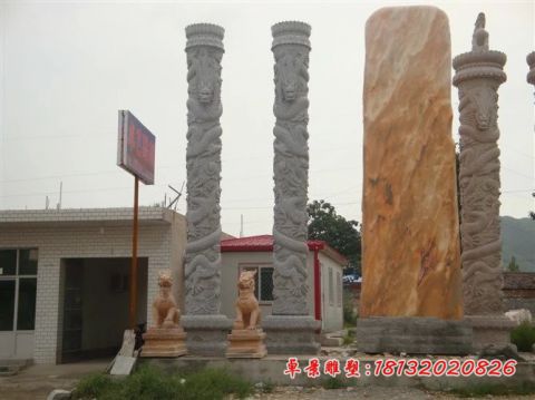 大理石广场龙柱石雕