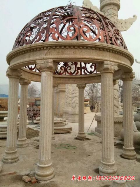 砂岩欧式圆顶凉亭石雕