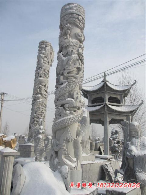 大理石广场盘龙柱石雕