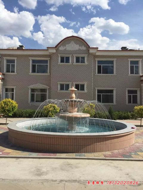 企业双层喷泉石雕