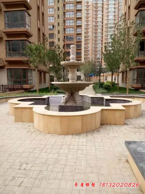 小区大理石双层石雕喷泉
