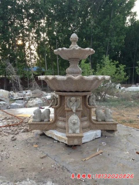 小区欧式狮子喷泉石雕