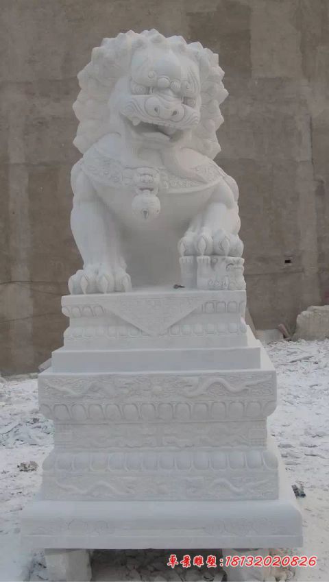 企业门口大理石狮子石雕