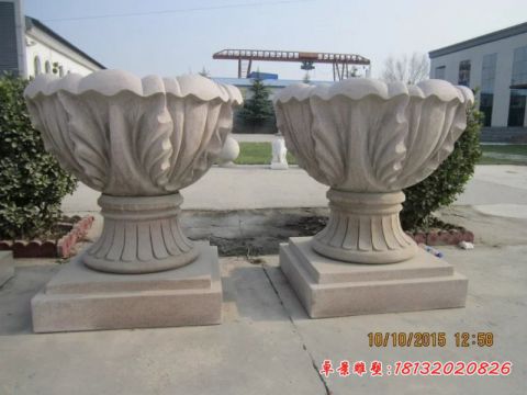 大理石公园石雕花盆