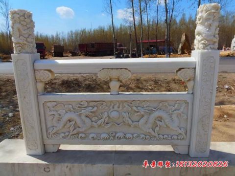大理石双龙戏珠浮雕石栏板