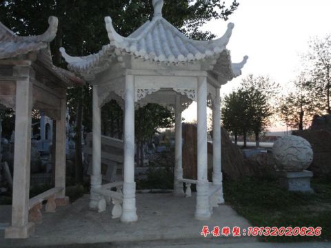 公园大理石六角凉亭