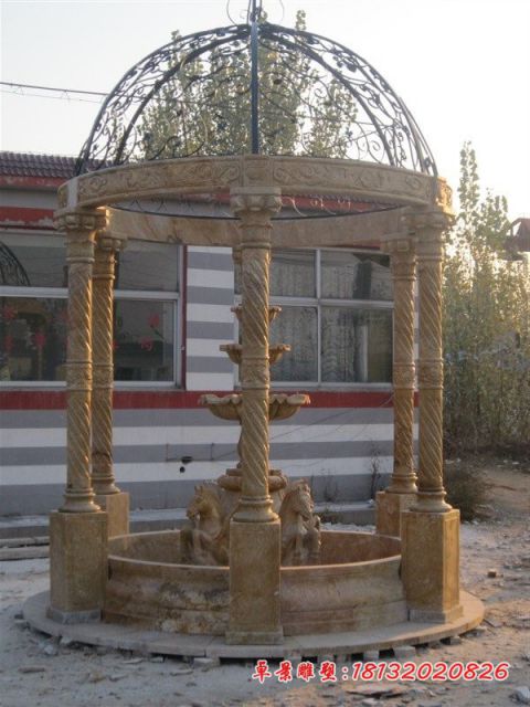 晚霞红欧式凉亭石雕